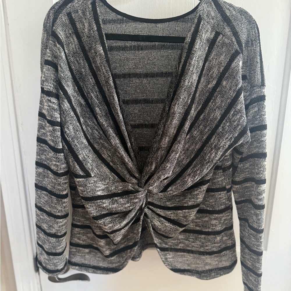 Striped Twist-Front Sweater